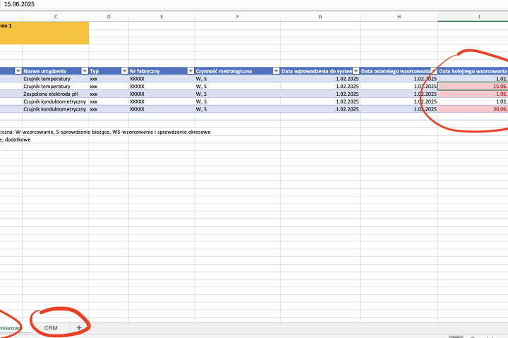 Rejestr wyposażenia w MS Excel