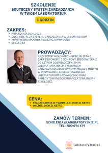 Szkolenie: System zarządzania w laboratorium. ISO 17025 w praktyce